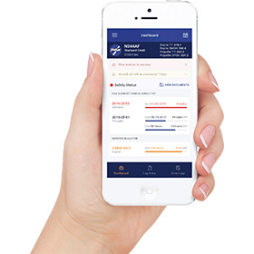 Crewchief Aircraft Maintenance app on phone in hand