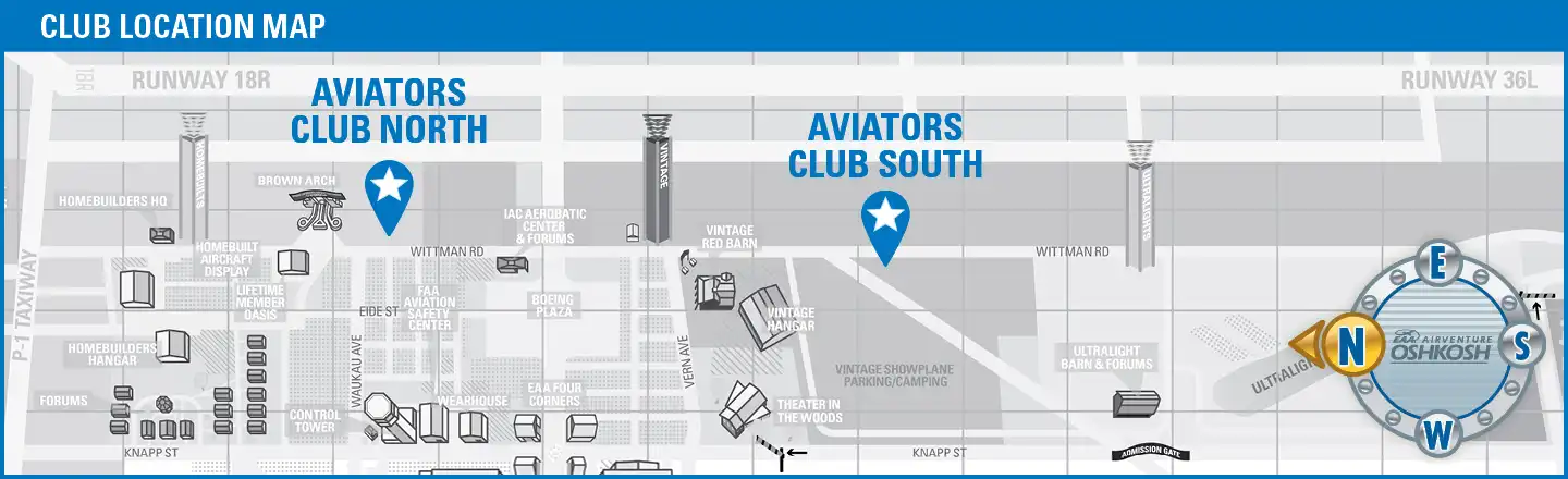 eaa aviators club map locations